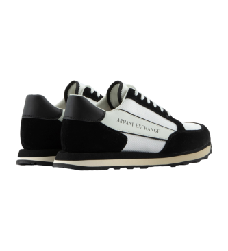 Armani Exchange Baskets  lacets en cuir blanc, noir