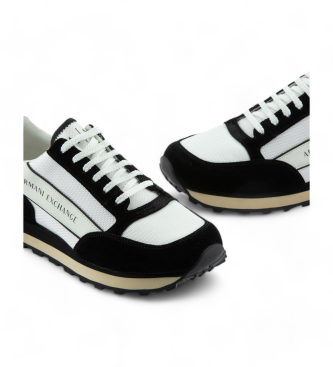 Armani Exchange Zapatillas de piel Lace Up blanco, negro