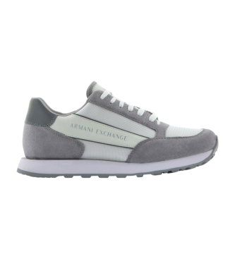 Armani Exchange Baskets en cuir blanc, gris