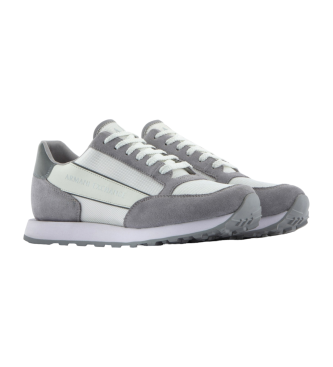 Armani Exchange Zapatillas de piel blanco, gris