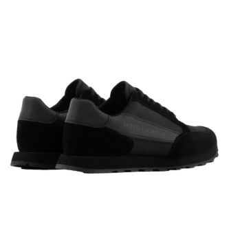 Armani Exchange Skórzane sneakersy z siateczki w kolorze czarnym