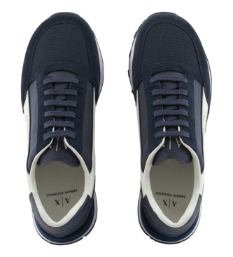 Armani Exchange Navy Mesh Leather Sneakers