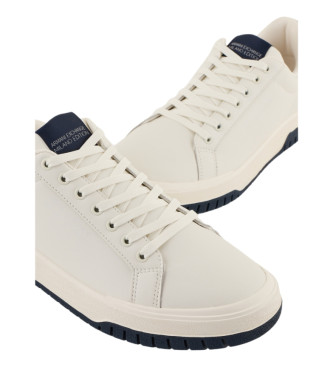 Armani Exchange Skórzane sneakersy Basic w kolorze złamanej bieli