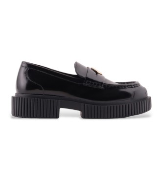 Armani Exchange Skórzane mokasyny Loafer w kolorze czarnym