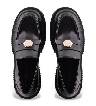 Armani Exchange Skórzane mokasyny Loafer w kolorze czarnym