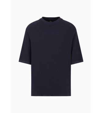 Armani Exchange Marineblaues Waffel-T-Shirt