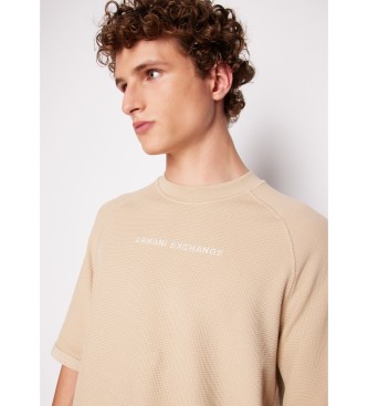 Armani Exchange Beigefarbenes Waffel-T-Shirt