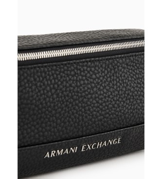 Armani Exchange Grteltasche aus schwarzem beschichtetem Stoff