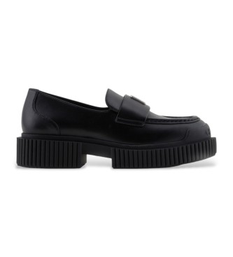 Armani Exchange Mocassins en cuir Mat Action noir