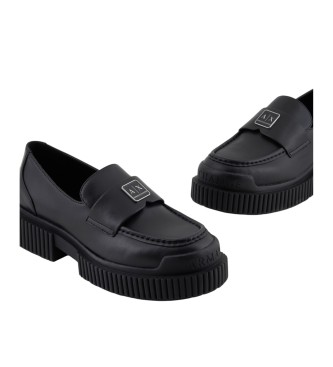 Armani Exchange Mocassins en cuir Mat Action noir