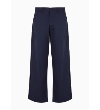 Armani Exchange Navy twill stretch trousers