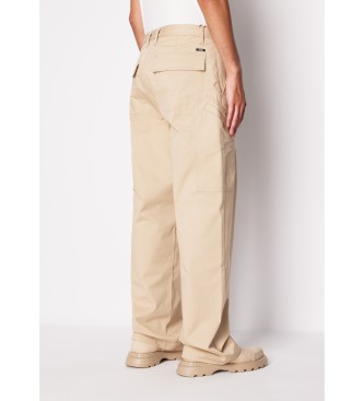 Armani Exchange Cargo keperstof broek beige