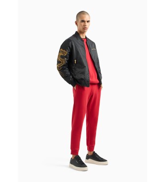 Armani Exchange Pantalon taille haute rouge