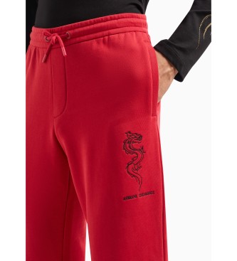 Armani Exchange Pantalon taille haute rouge