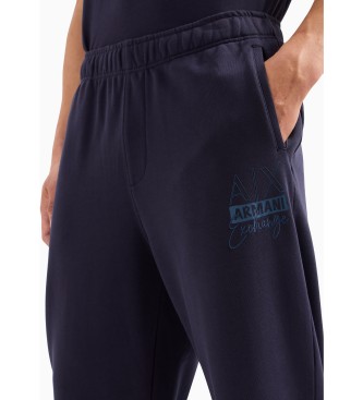 Armani Exchange Spodnie joggery z logo granatowe