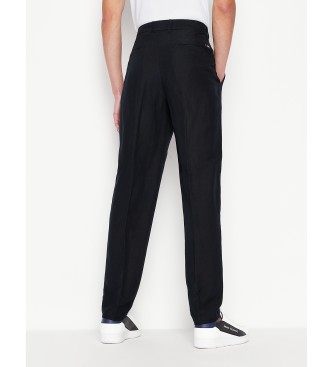 Armani Exchange Navy linen trousers