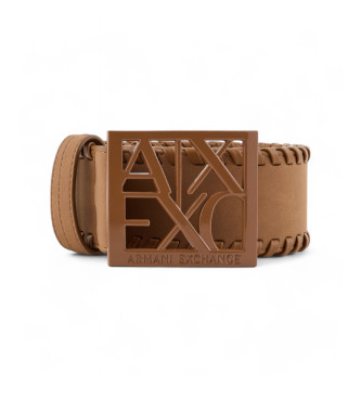 Armani Exchange Ceinture en plaques marron