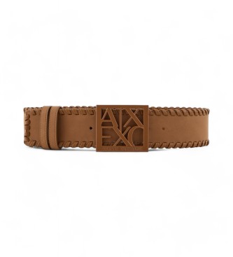 Armani Exchange Ceinture en plaques marron