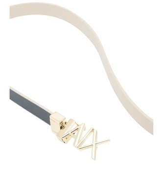 Armani Exchange Cinturn reversible con logo dorado beige