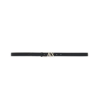 Armani Exchange Cinturn reversible con logo dorado negro