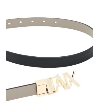 Armani Exchange Cinturn reversible con logo dorado negro
