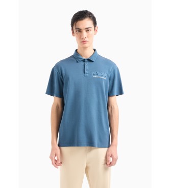 Armani Exchange Blue engraved polo shirt
