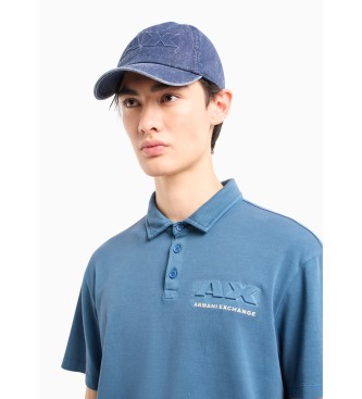 Armani Exchange Modra polo majica z gravuro