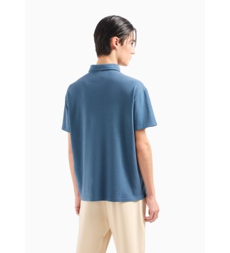 Armani Exchange Modra polo majica z gravuro