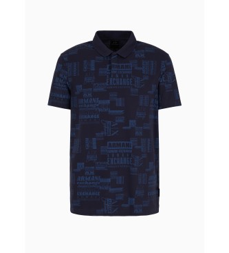 Armani Exchange Poloshirt med marinebl print