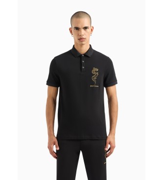 Armani Exchange Schwarzes Drachen-Poloshirt