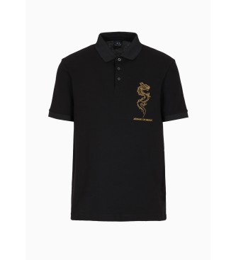 Armani Exchange Black dragon polo shirt