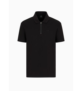 Armani Exchange Żakardowa koszulka polo czarna