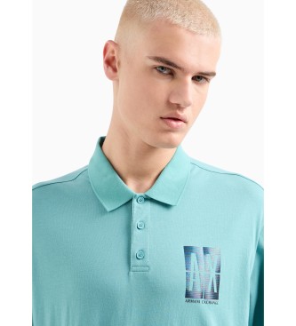 Armani Exchange Koszulka polo SS turkusowa