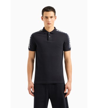 Armani Exchange Marinefarbenes Band-Poloshirt