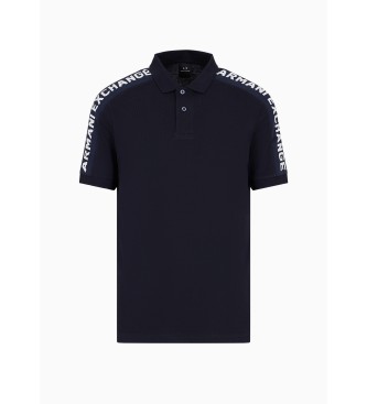 Armani Exchange Marinefarbenes Band-Poloshirt