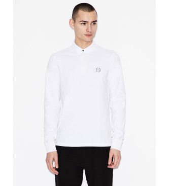 Armani Exchange Camisa plo de algodo de manga comprida branca