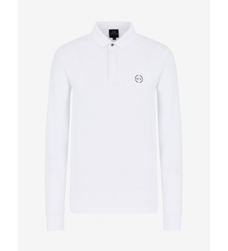 Armani Exchange Long Sleeve Cotton Polo Shirt white