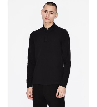 Armani Exchange Katoenen poloshirt met lange mouwen zwart