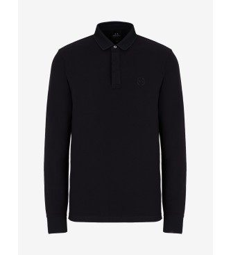 Armani Exchange Katoenen poloshirt met lange mouwen zwart