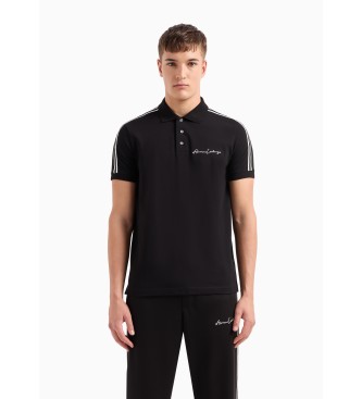 Armani Exchange Einfarbiges schwarzes Poloshirt