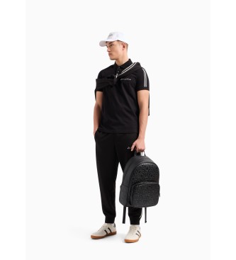Armani Exchange Einfarbiges schwarzes Poloshirt