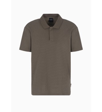 Armani Exchange Polo majica z mikrotiskom rjave barve