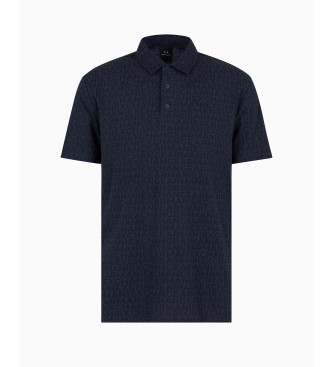 Armani Exchange Granatowa koszulka polo z nadrukiem