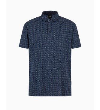 Armani Exchange Navy print polo shirt