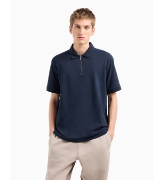 Armani Exchange Marineblaues Poloshirt mit Reiverschluss