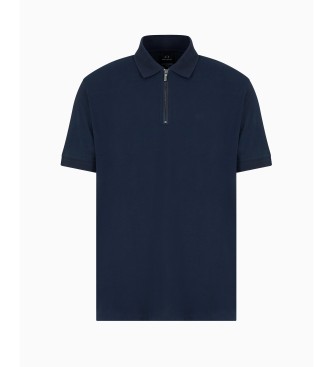 Armani Exchange Mornariška polo majica z zadrgo