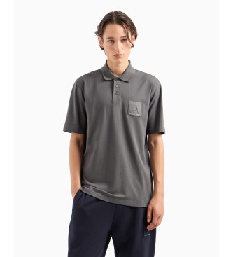 Armani Exchange Grey patch polo shirt