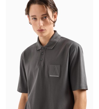 Armani Exchange Szara koszulka polo z naszywkami