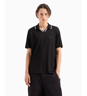 Armani Exchange Kontrastna črna polo majica