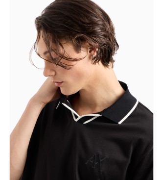 Armani Exchange Kontrastna črna polo majica